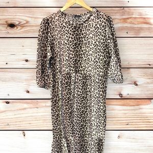 Zara leopard print knit midi dress
